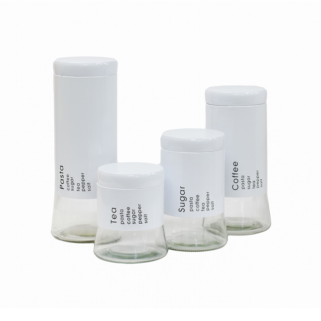 4 Piece Colour Canister White