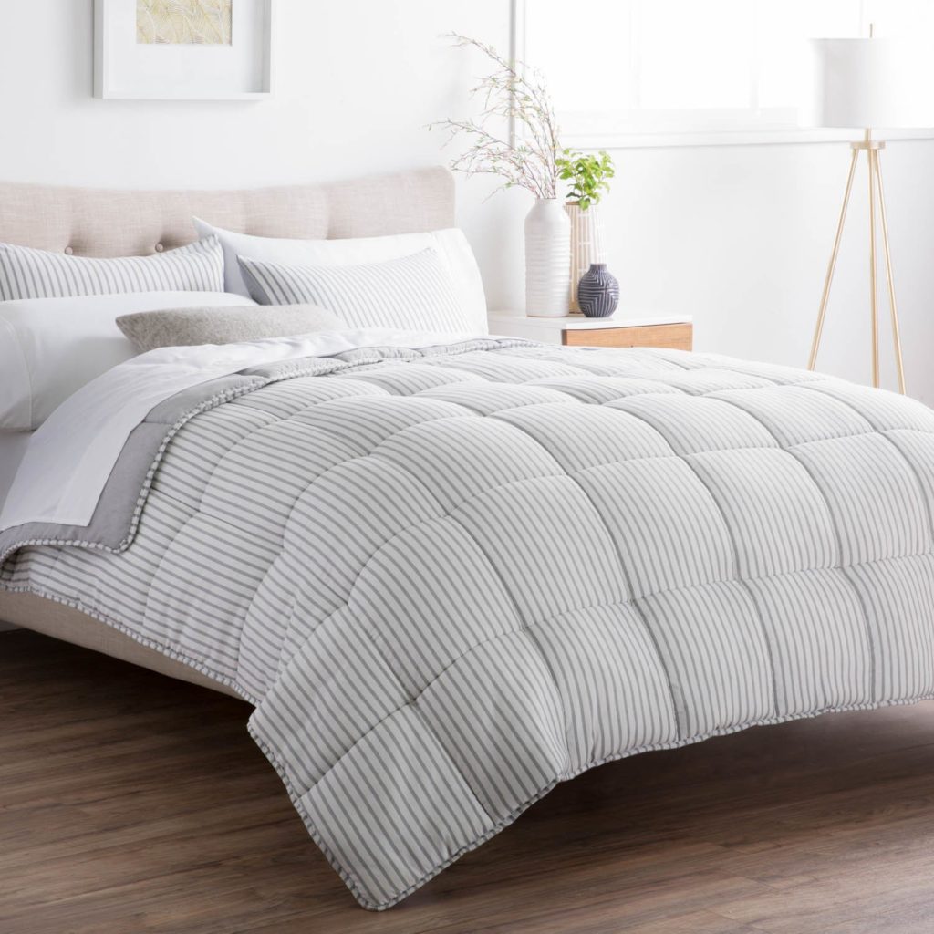 White/Light Brown Stripped Comforter