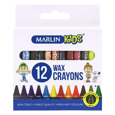 Wax Crayons, 12 pack, 8mm