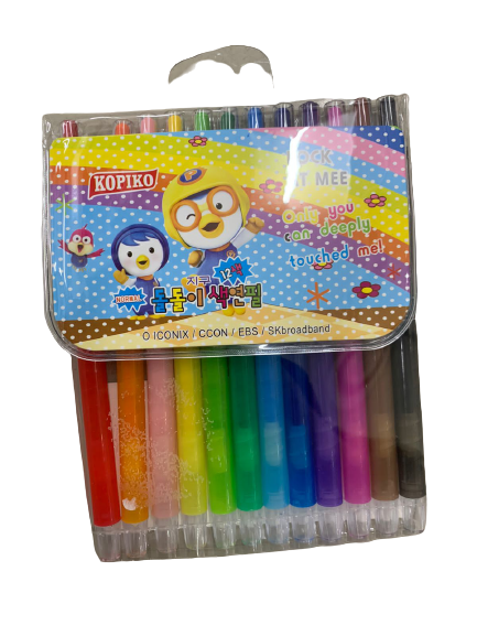 Roll-up wax crayons 12 piece